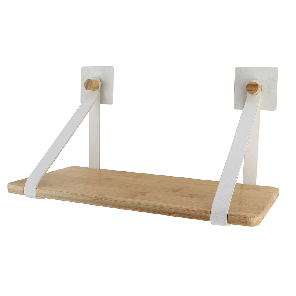 Etagère bambou blanc adhésive EASY CHIC 39.5x20x20cm