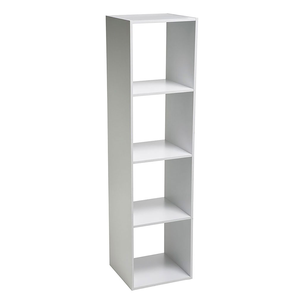 Etagère colonne 4 cases Mix'n Modul bois blanc 34.4x134x32cm