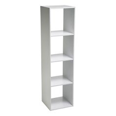 Etagère colonne 4 cases Mix'n Modul bois blanc 34.4x134x32cm
