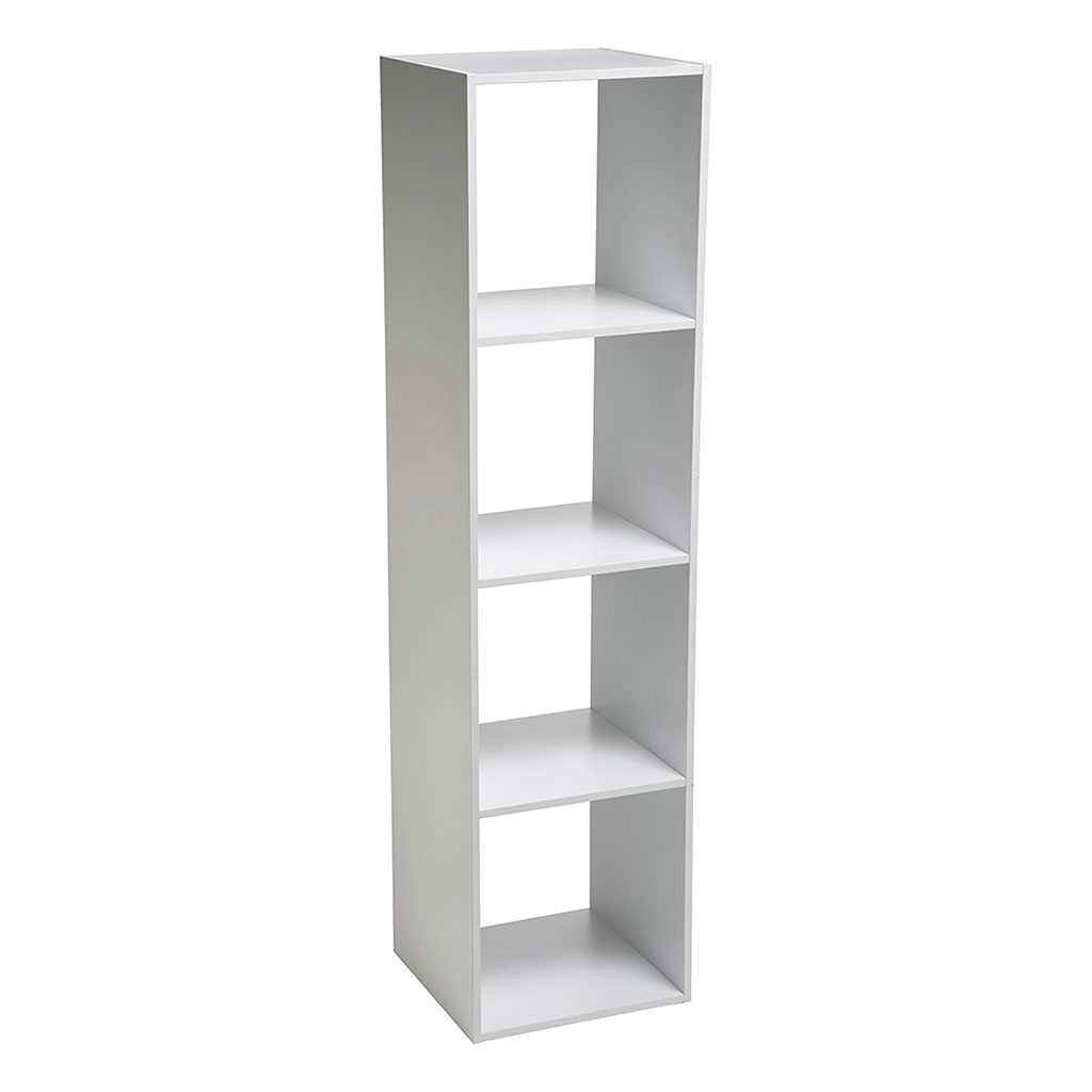 Etagère colonne 4 cases Mix'n Modul bois blanc 34.4x134x32cm