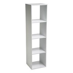 Etagère colonne 4 cases Mix'n Modul bois blanc 34.4x134x32cm