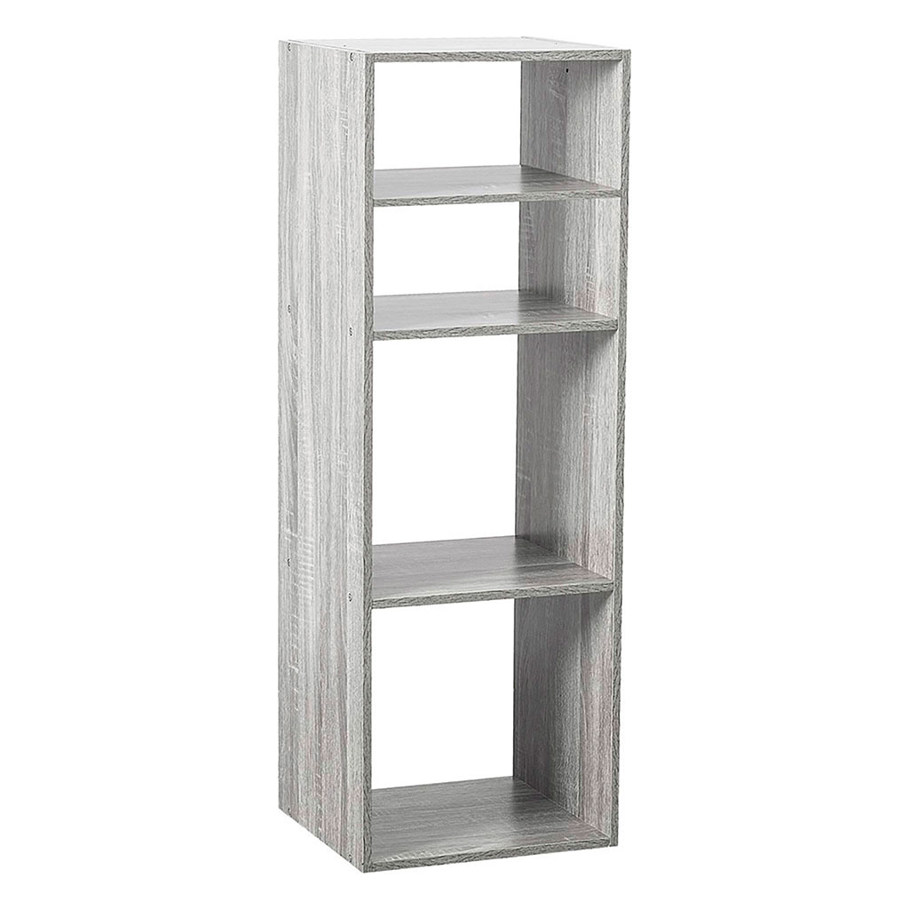 Étagère de rangement colonne Mix'n Modul bois 4 cases gris 34.5x100.5x32cm