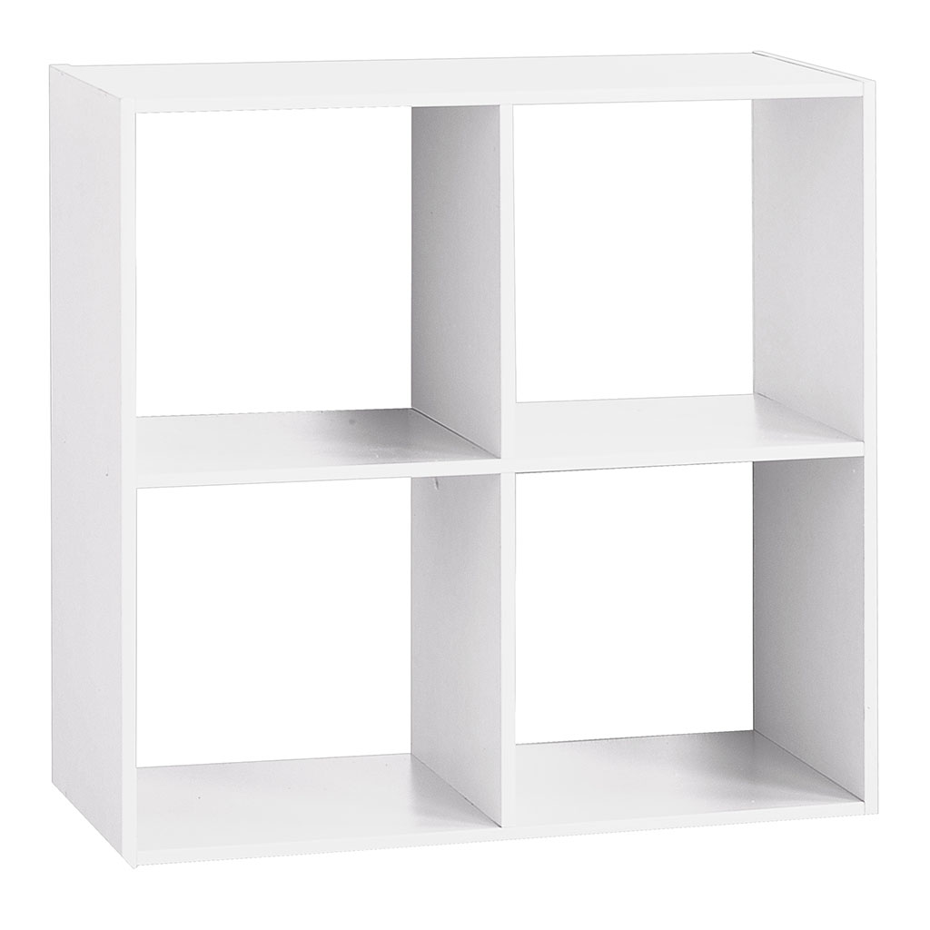 Étagère cube modulable 4 casiers bois blanche 67.5x67.5x32cm - Centrakor