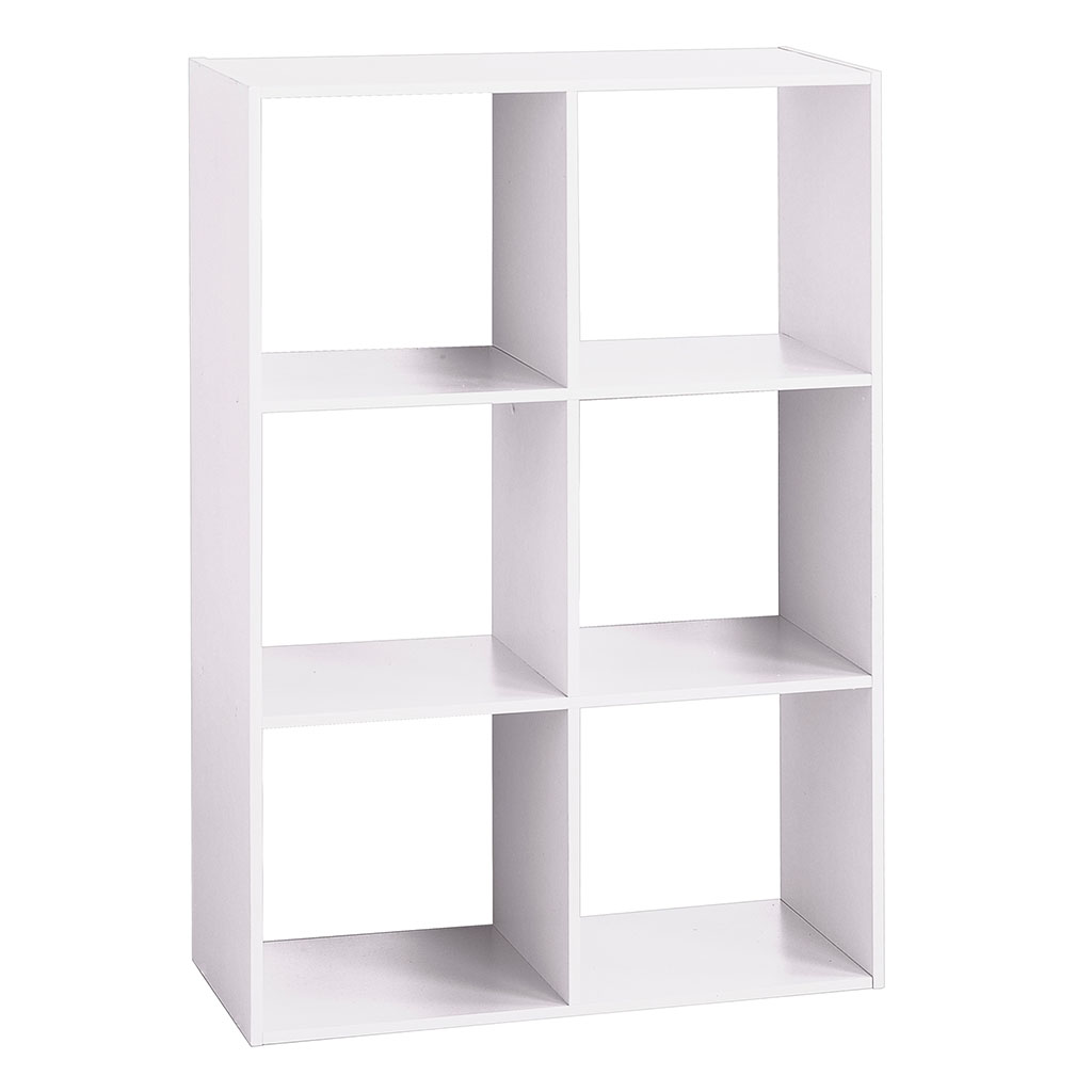 Étagère cube modulable 6 casiers bois blanche 67.5x100.5x32cm - Centrakor