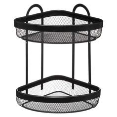 Etagère d'angle 2 niveaux noir métal 23x23x33.5cm