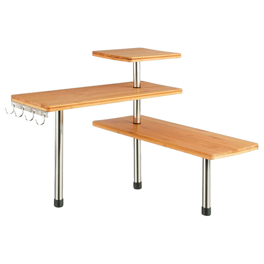 Étagère d'angle 3 niveaux bambou