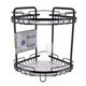 Etagère d'angle de douche 2 paniers à ventouses noir 32.5x36x24cm