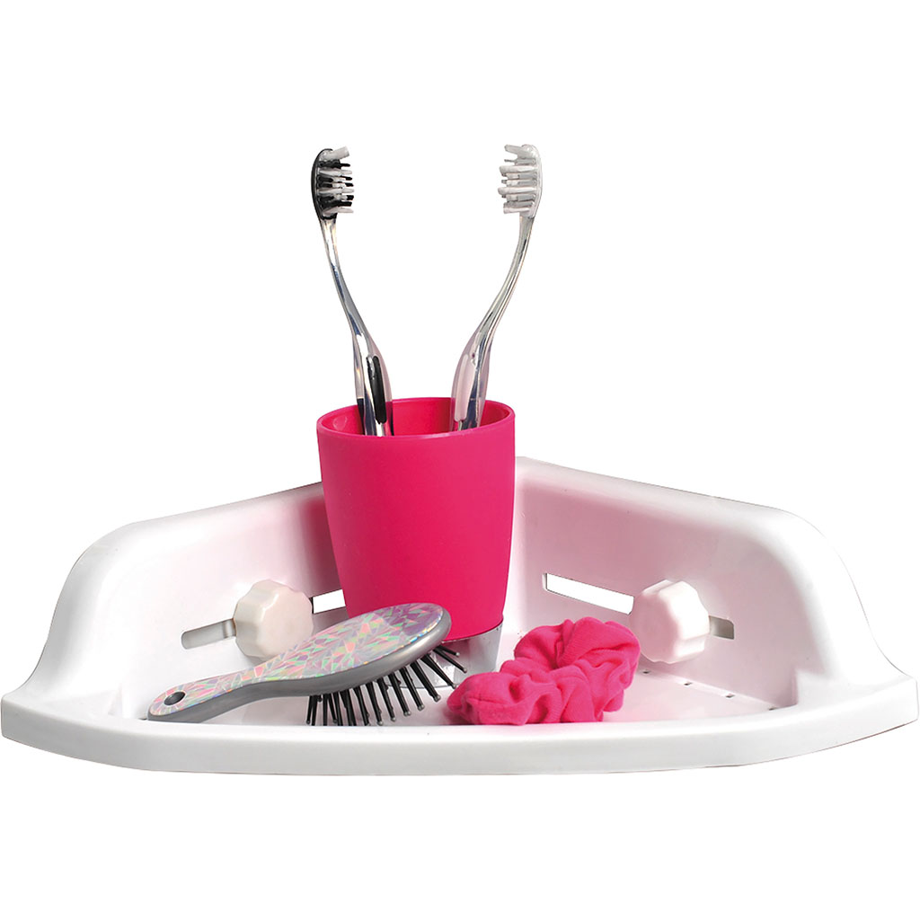 Étagère d'angle ventouses blanche 25.5x25.5cm