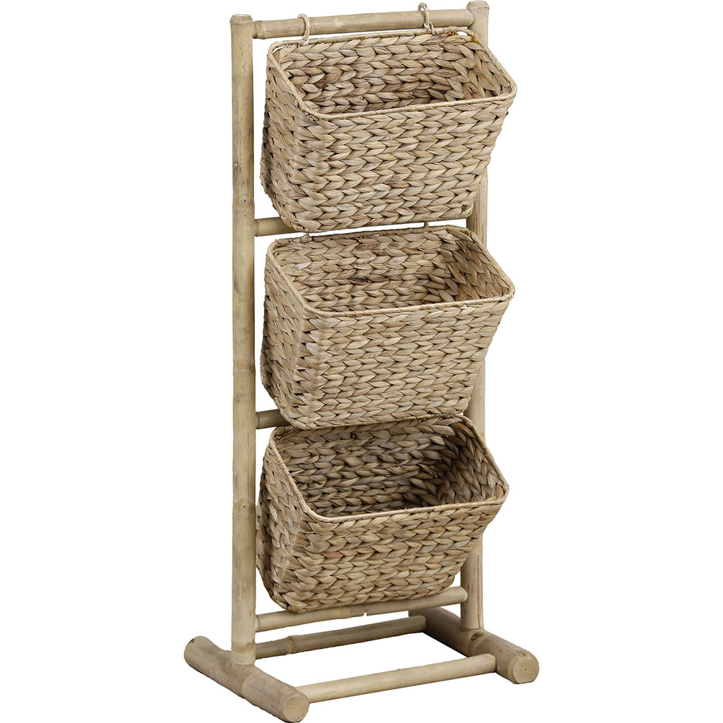Étagère et 3 paniers en bambou 92.5x40.5cm