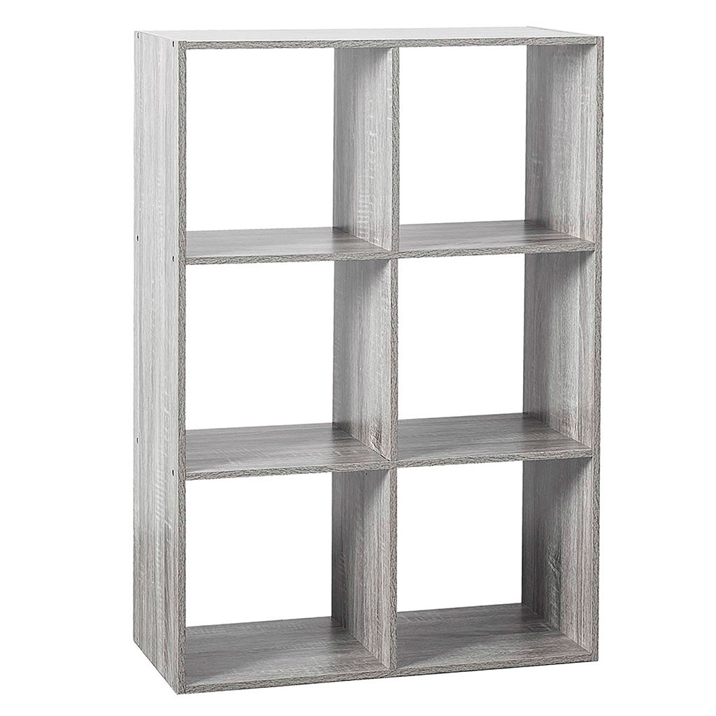 Meuble de rangement étagère Mix'n Modul bois 6 cases gris 67.5x100.5x32cm