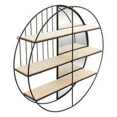 Étagère murale avec miroir ZINA noire D 56cm