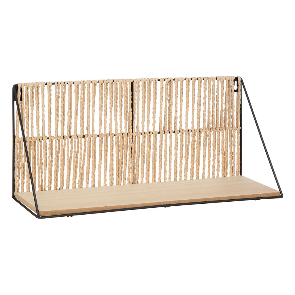 Etagère murale COSY en métal et corde 48x12x21cm