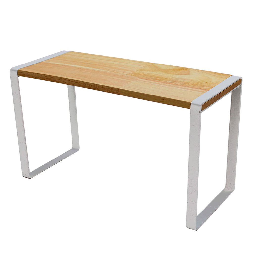 Etagère plan de travail métal et bois blanc 35x19x18cm