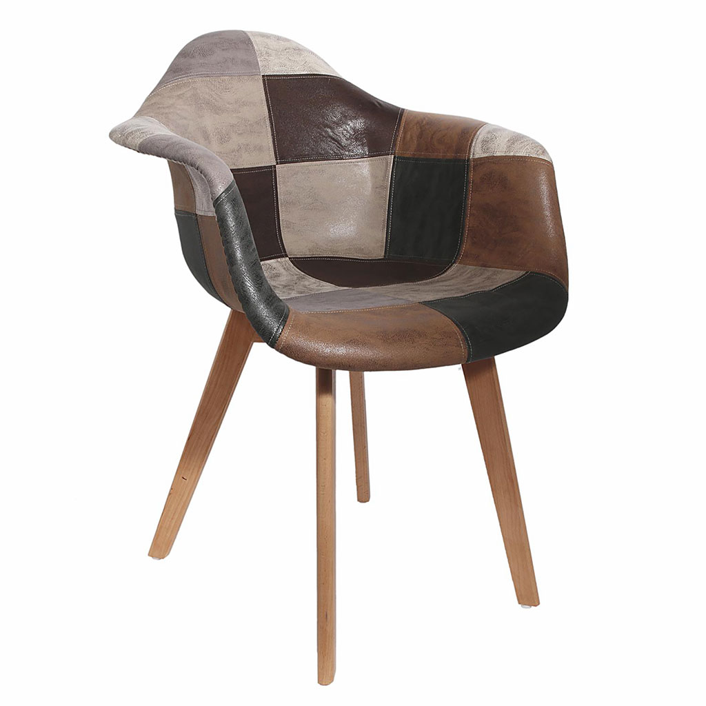 Fauteuil à motif patchwork marron