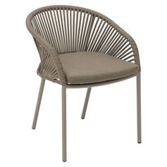 Fauteuil de jardin ORYON empilable café avec coussin 61.5x56.5x76.5cm