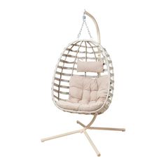 Fauteuil œuf balancelle beige 100x100x196cm