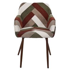 Fauteuil patchwork SCOTT velours côtelé 56x82x61cm