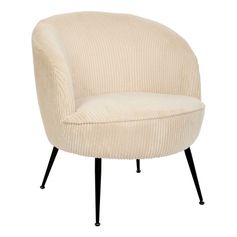 Fauteuil TILDAE velours cotelé crème 69x63x71cm
