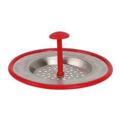 Filtre d'évier inox et silicone rouge D 8cm