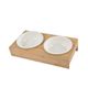 Gamelle double en céramique avec support bambou 37x9.7cm