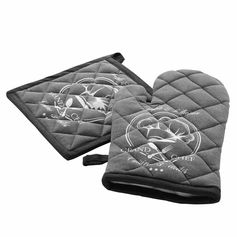 Gant et manique de cuisine GRAND CHEF en coton anthracite 18x18cm et 20x20cm