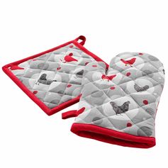 Gant et manique de cuisine SUZETTE coton rouge