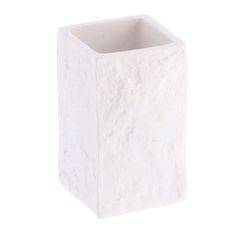Gobelet salle de bain polyrésine pierre blanche 6.3x10.5x6.3cm
