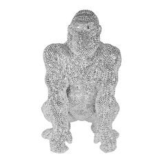 Gorille résine strass argenté 26.5x43.7x27cm