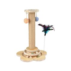 Griffoir avec jeux pour chat bois 30x40x30cm