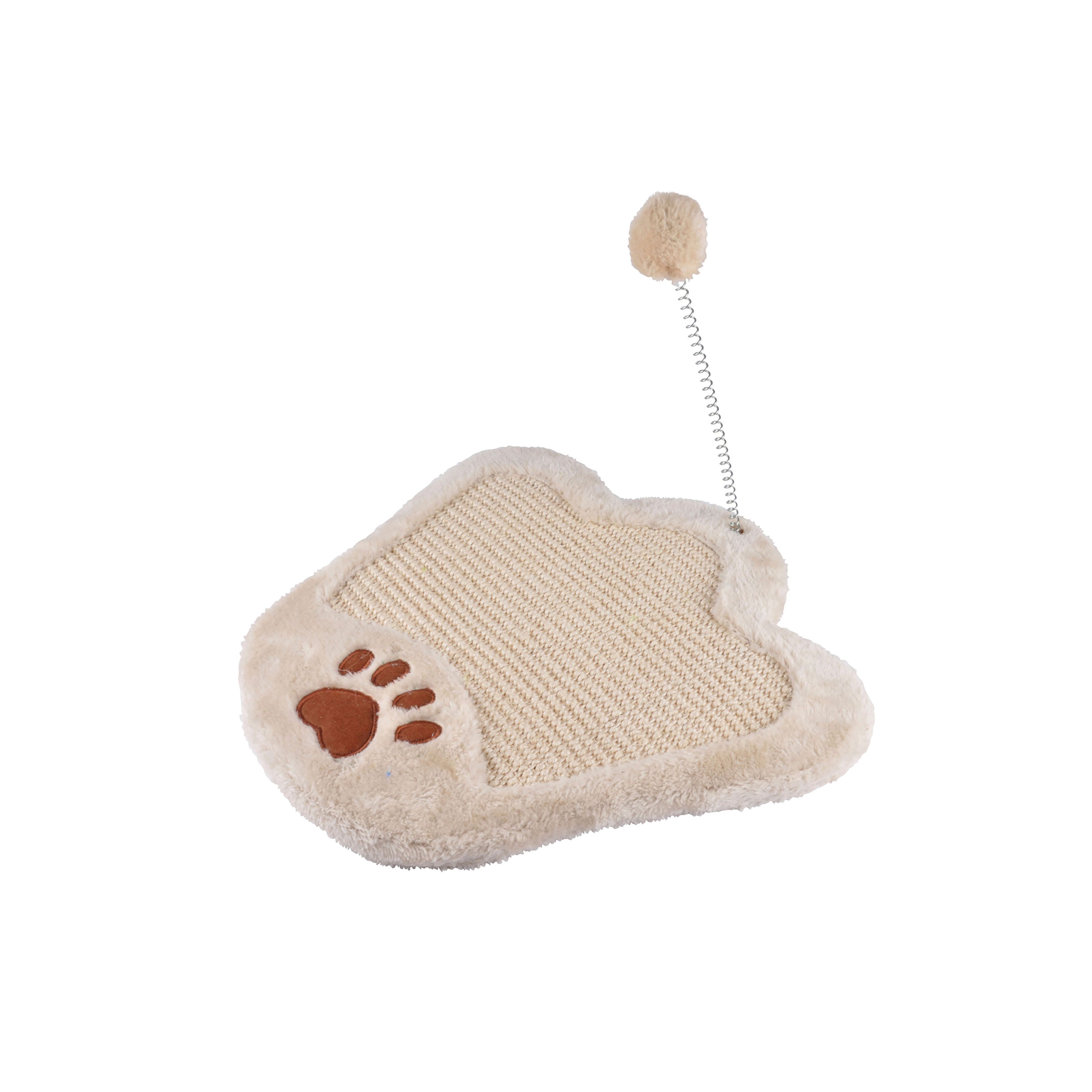 Griffoir pour chat avec boule sur ressort écru 23x35cm