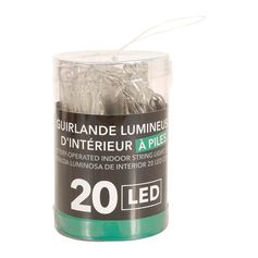 Guirlande 20 led blanches à piles
