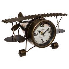 Horloge à poser avion métal noir 30x17x20.5cm