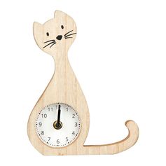 Horloge chat à poser beige 17x21.5x3.5cm