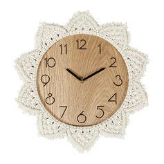 Horloge corde macramé bois 41.5x41cm