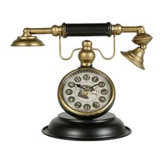 Horloge en métal look téléphone rétro H 23.5cm