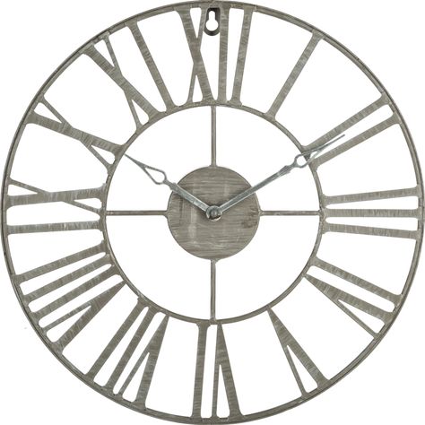 Horloge murale vintage métal chiffres romains grise D 36.5cm