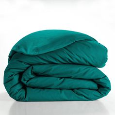 Housse de couette coton 57 fils bleu canard 220x240cm