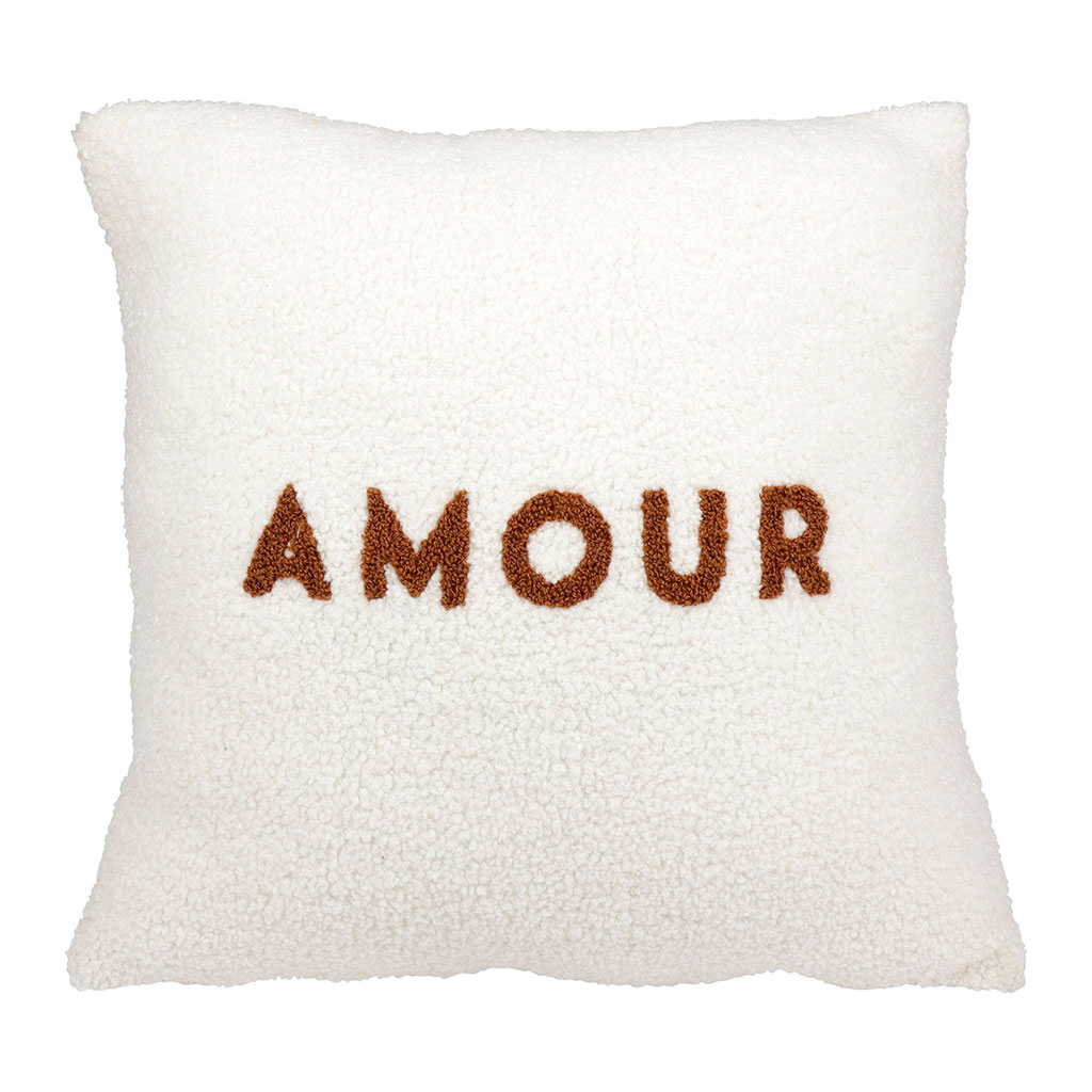 Housse de coussin effet bouclette AMOUR 40x40cm - Centrakor