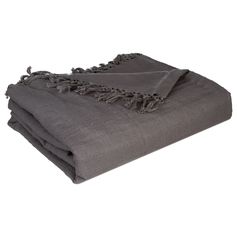 Jeté de lit à franges coton gris 230x250cm