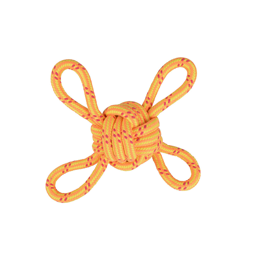 Jouet pour chien corde nœud orange D 11cm
