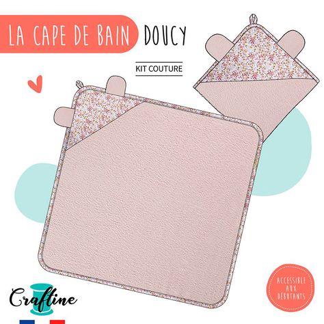 Kit couture cape de bain bébé rose - CRAFTINE