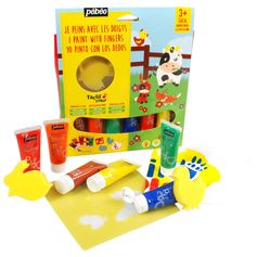 Kit de 6 gouaches au doigt 20ml et éponge