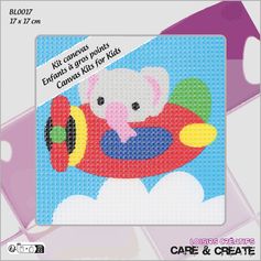 Kit point de croix gros point éléphant en avion 15x15cm
