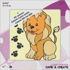 Kit point de croix gros point lion 15x15cm