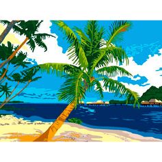 Kit point de croix plage palmier 15x20cm