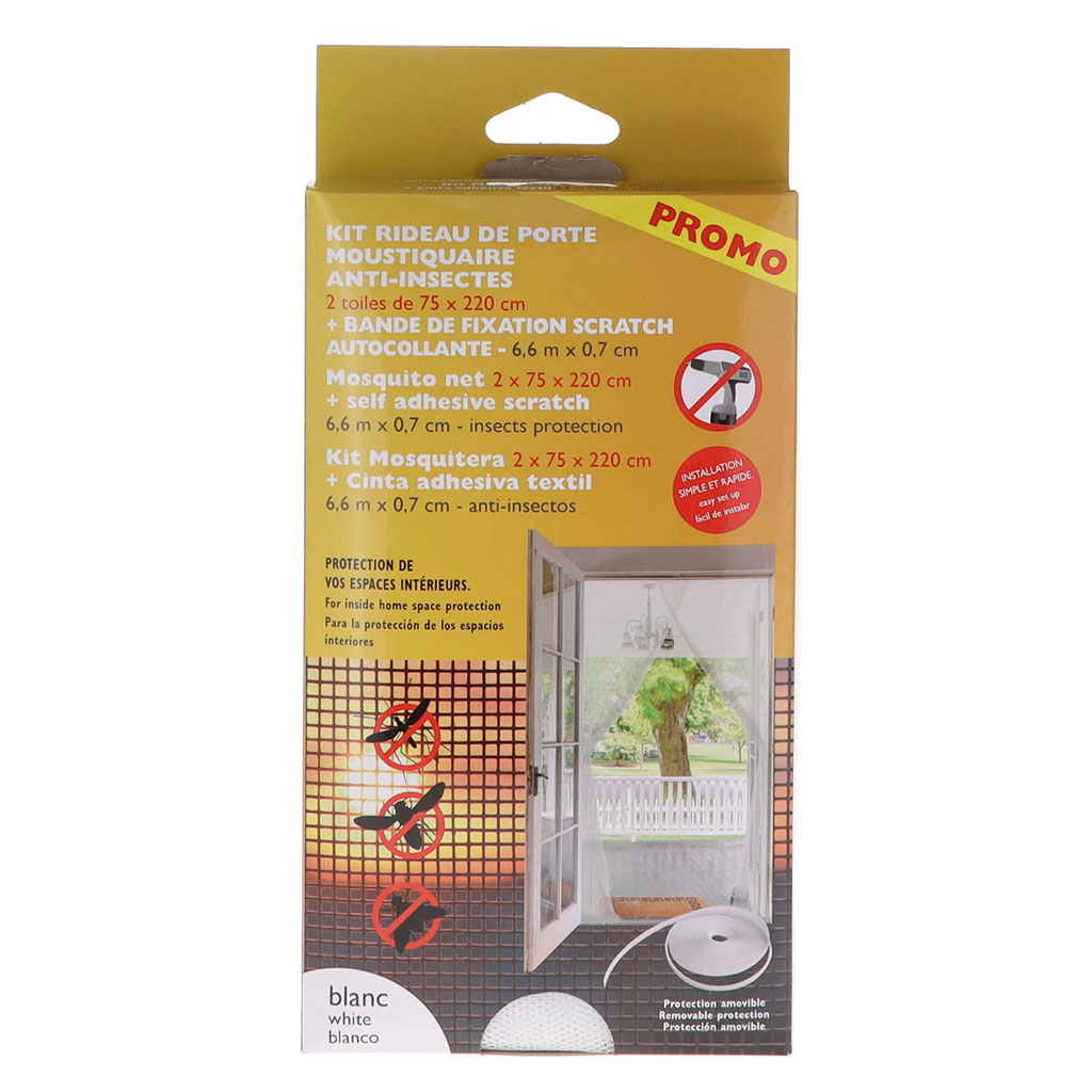 Kit rideau de porte moustiquaire 2 toiles 150x220cm