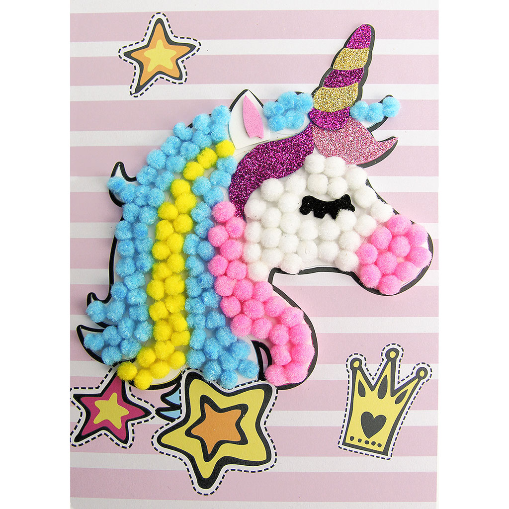 Kit tableau en pompons licorne 15x21cm
