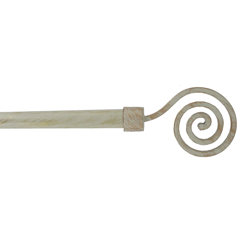 Kit tringle à rideaux extensible fer forgé et embout ivoire or 120-210cm