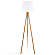 Lampadaire BAHI trépied bois abat-jour blanc H 160cm