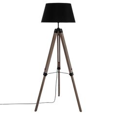 Lampadaire trépied abat-jour noir H 145cm - ATMOSPHERA